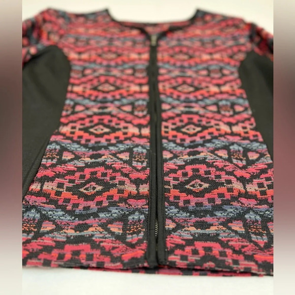 VIOLET B PETITE Long Sleeve Full Zip Aztec Embroidered Geometric Sweater‎ PXL - Picture 9 of 14